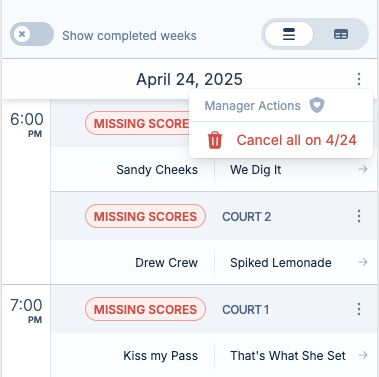 cancel all on date mobile screenshot