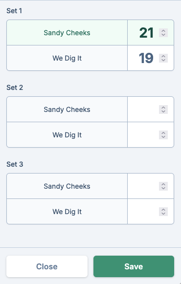report scores form screenshot