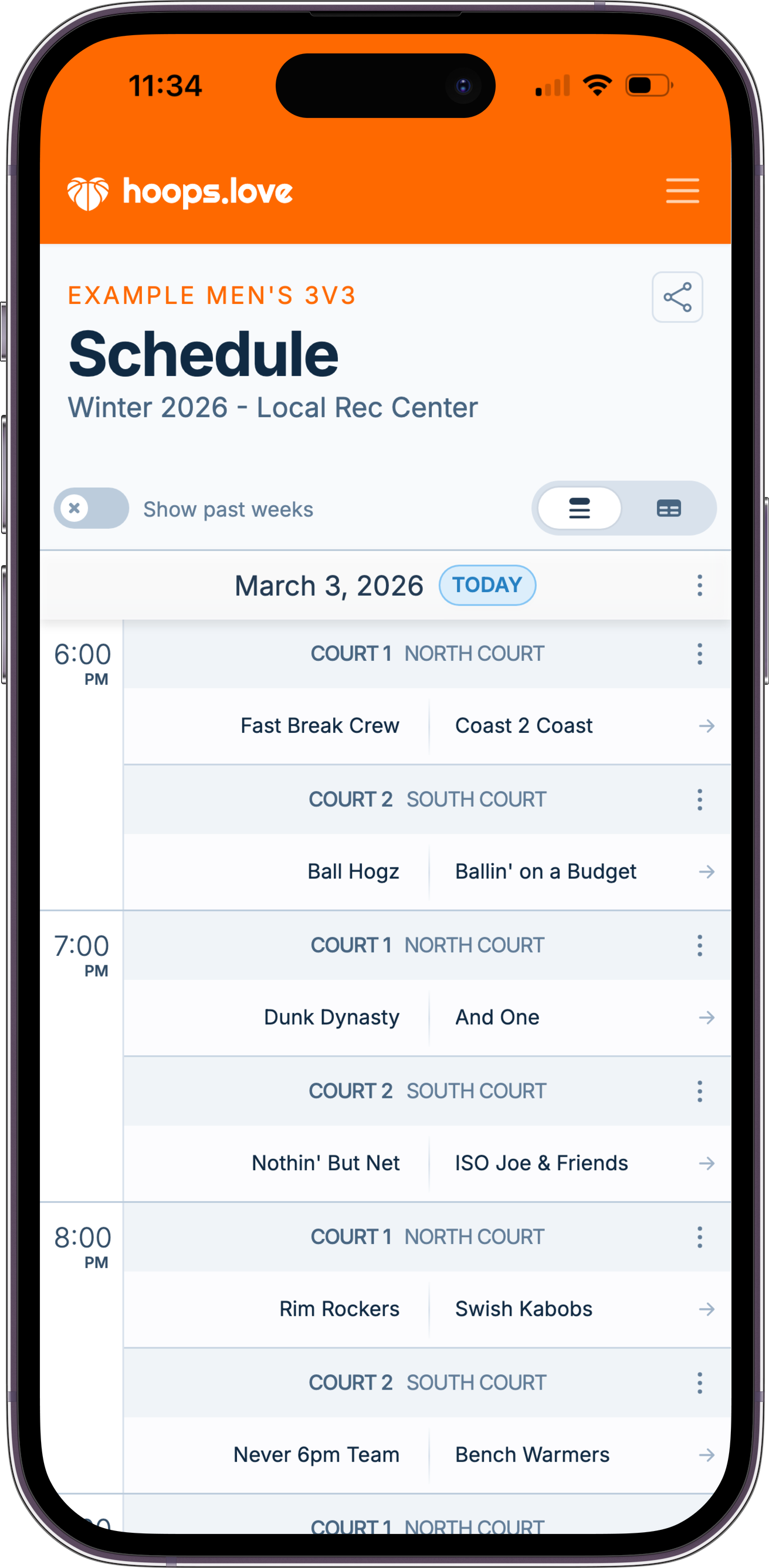 Scheduling form screenshot on a mobile device
